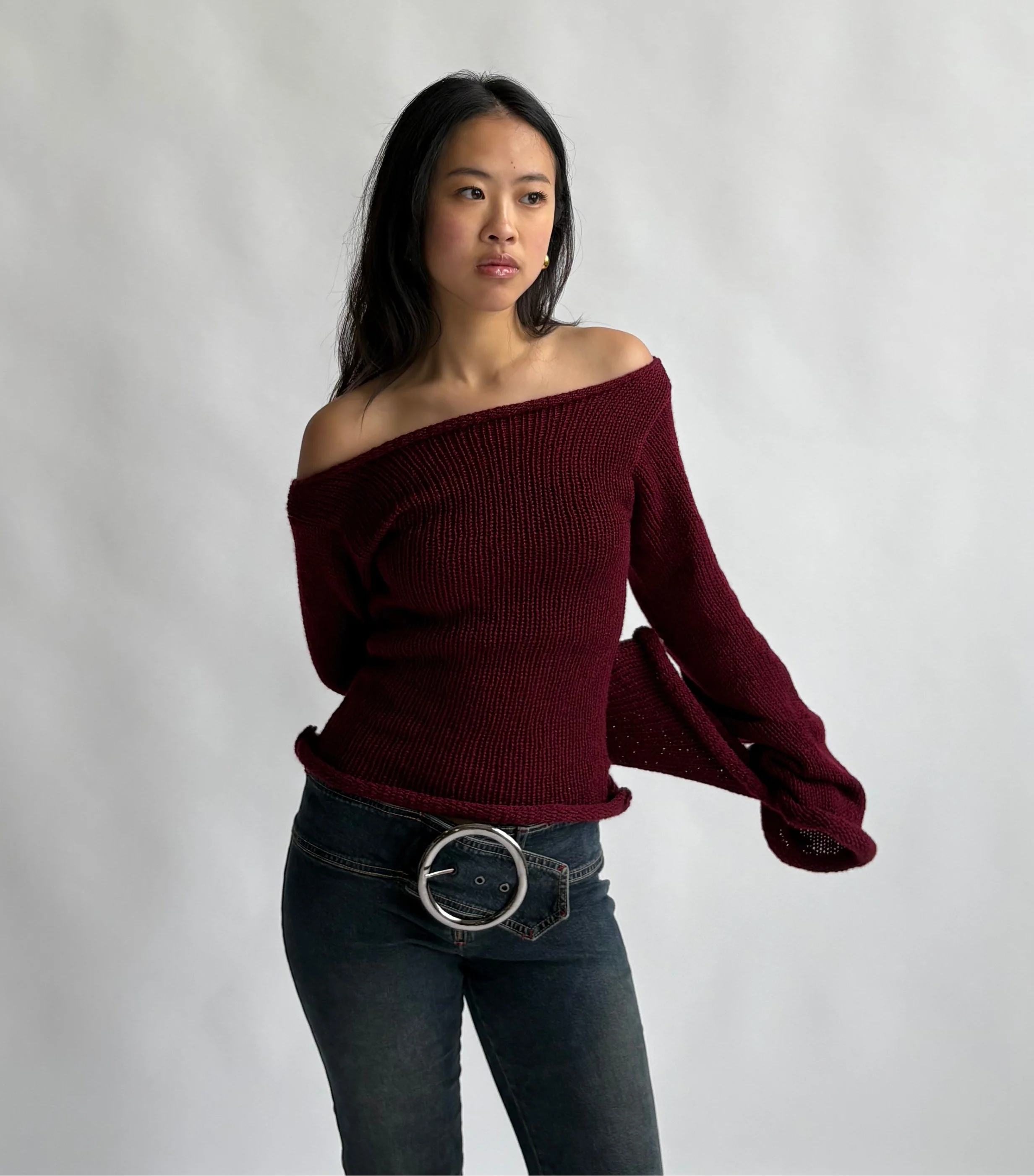 Cherry red boatneck top - Image 3