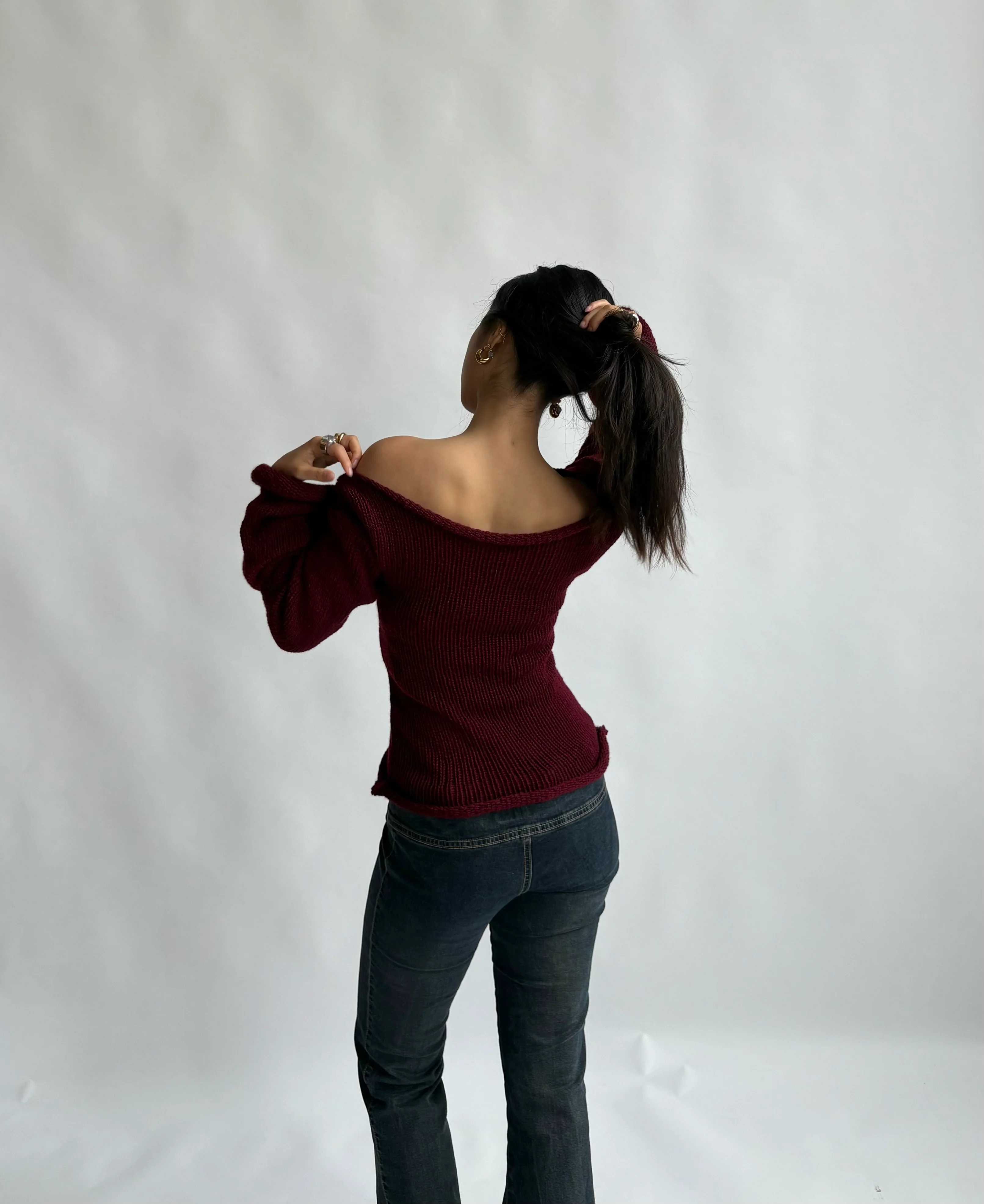 Cherry red boatneck top - Image 4