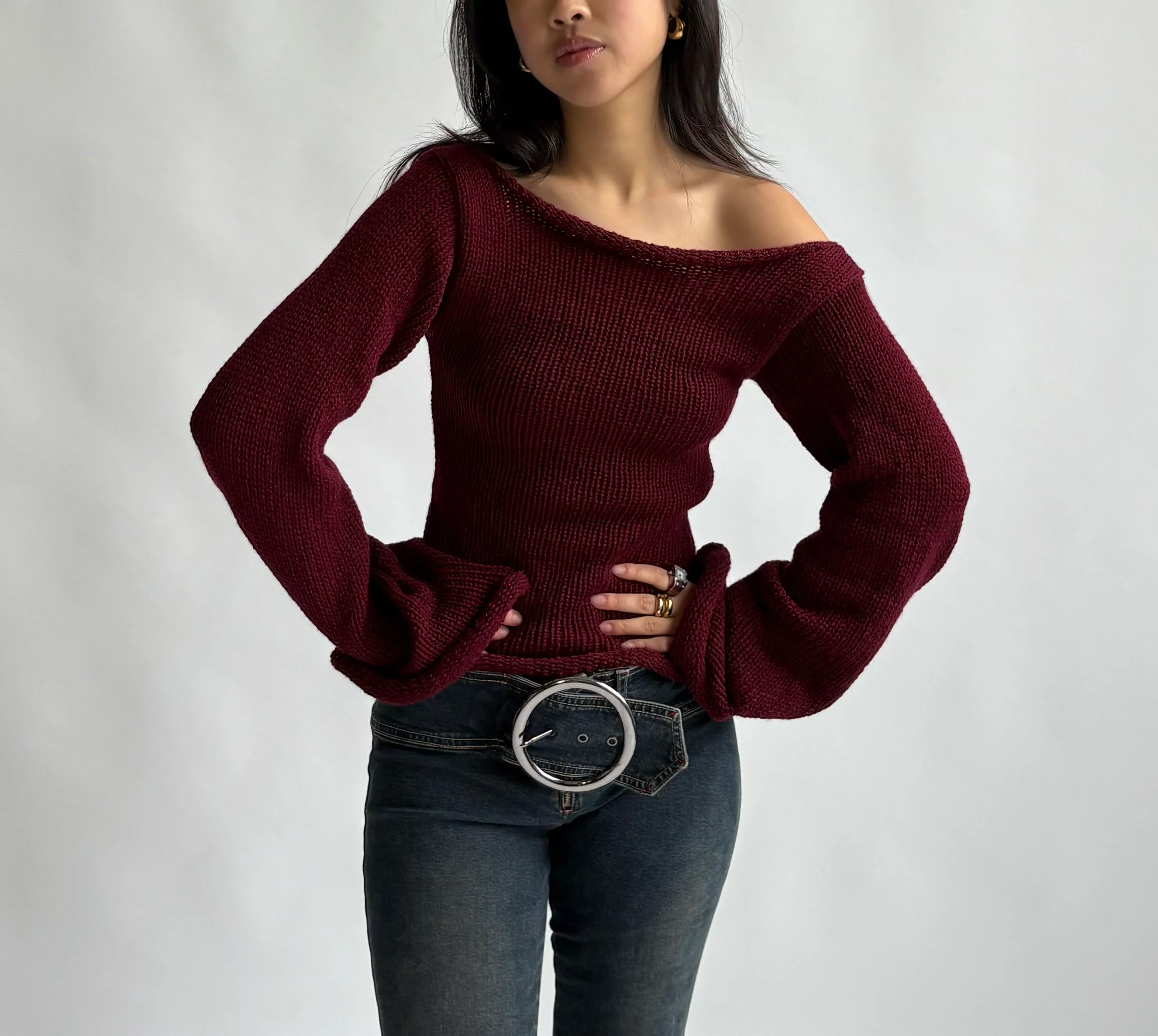 Cherry red boatneck top - Image 5