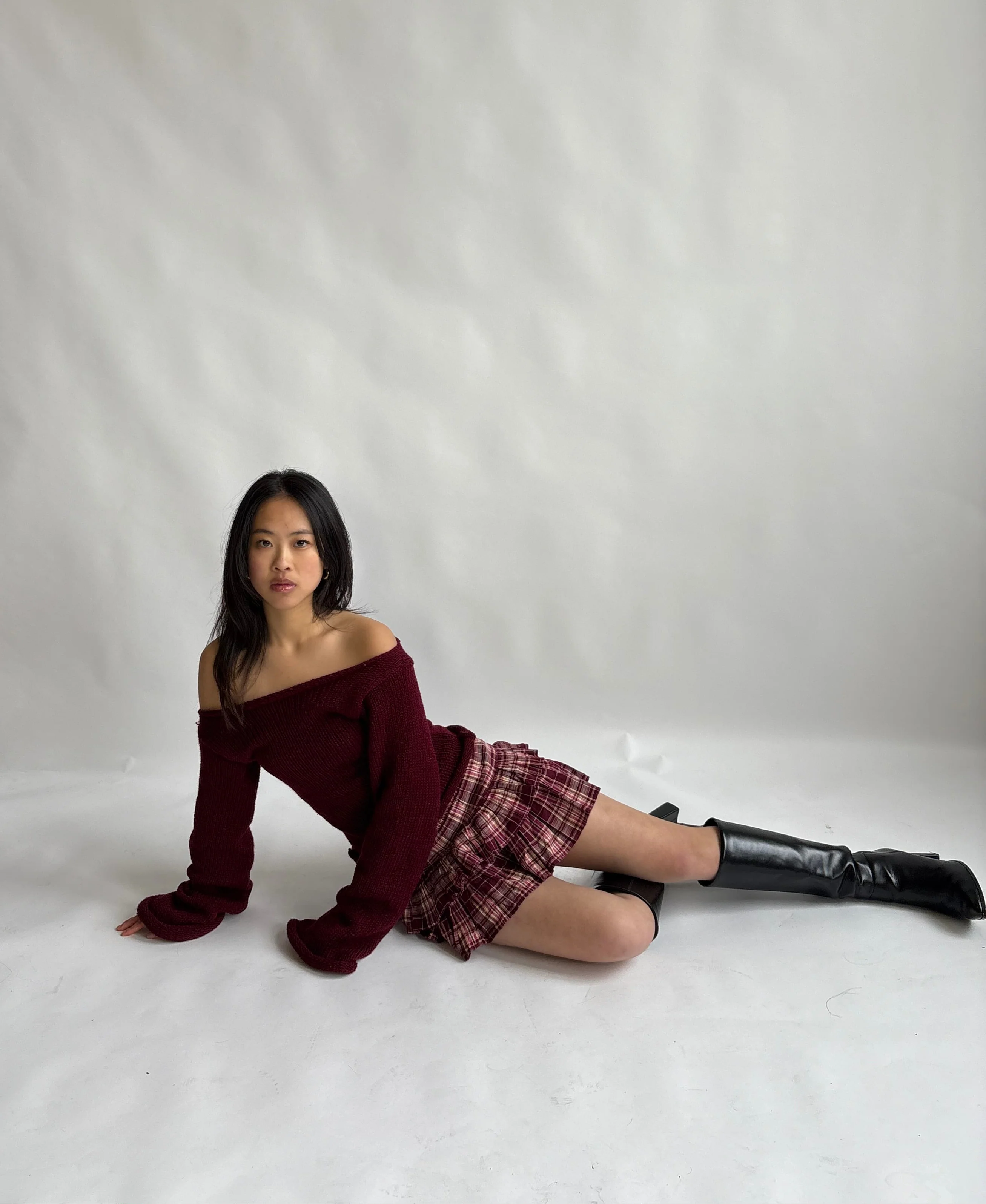 Cherry red boatneck top - Image 7